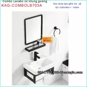 Combo chậu lavabo và kệ sắt treo tường bằng sứ giá rẻ ComboLB703