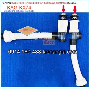 Xả nhấn chậu lavabo TREO TƯỜNG  thoát ngang, thẳng KAG-KX74