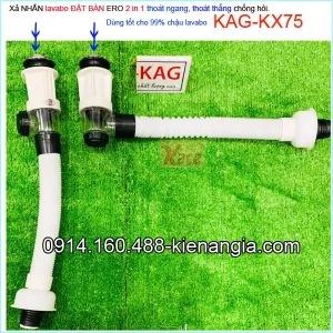 Xả nhấn chậu lavabo ĐẶT BÀN thoát ngang, thẳng KAG-KX75 lắp vừa 99% chậu rửa mặt