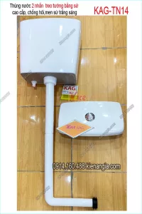 Thùng nước treo bồn cầu 2 nhấn bằng sứ KAG-TN14