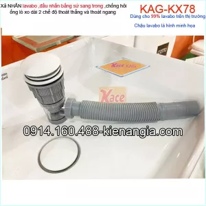 Xả lavabo đầu nhấn sứ lắp ngang, lắp thẳng KAG-KX78