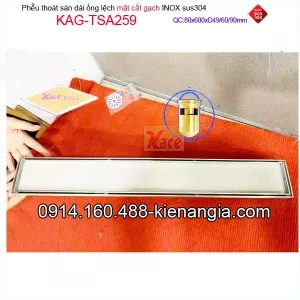 Thoát sàn dài ống lệch mặt cắt gạch 80x600mm D496090 KAG-TSA259