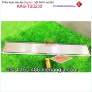 Thoát sàn dài ống lệch mặt inox sus304 80x600mm D496090 KAG-TSD250