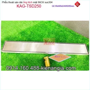 Thoát sàn dài ống lệch mặt inox sus304 80x600mm D496090 KAG-TSD250