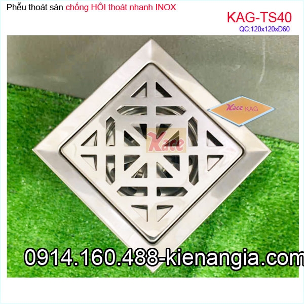 Thoát sàn chống hôi inox 120X120 D60 KAG-TS40