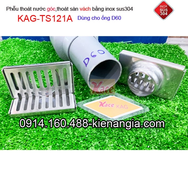 Phễu thoát sàn góc,thoát sàn vách D60 KAG-TS121A