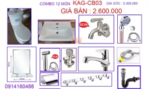 Combo 12 món phòng tắm KAG-CB03 Nhà tắm dân dụng