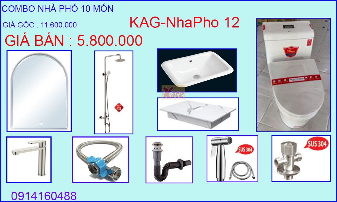 Combo 12 món phòng tắm nhà phố KAG-Nhapho12