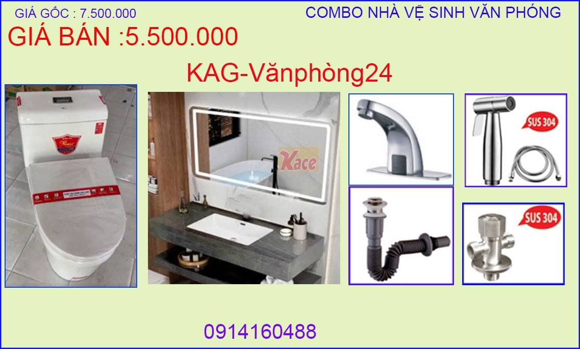 Combo phòng tắm văn phòng, quán ăn, nhà hàng KAG-Vanphong24