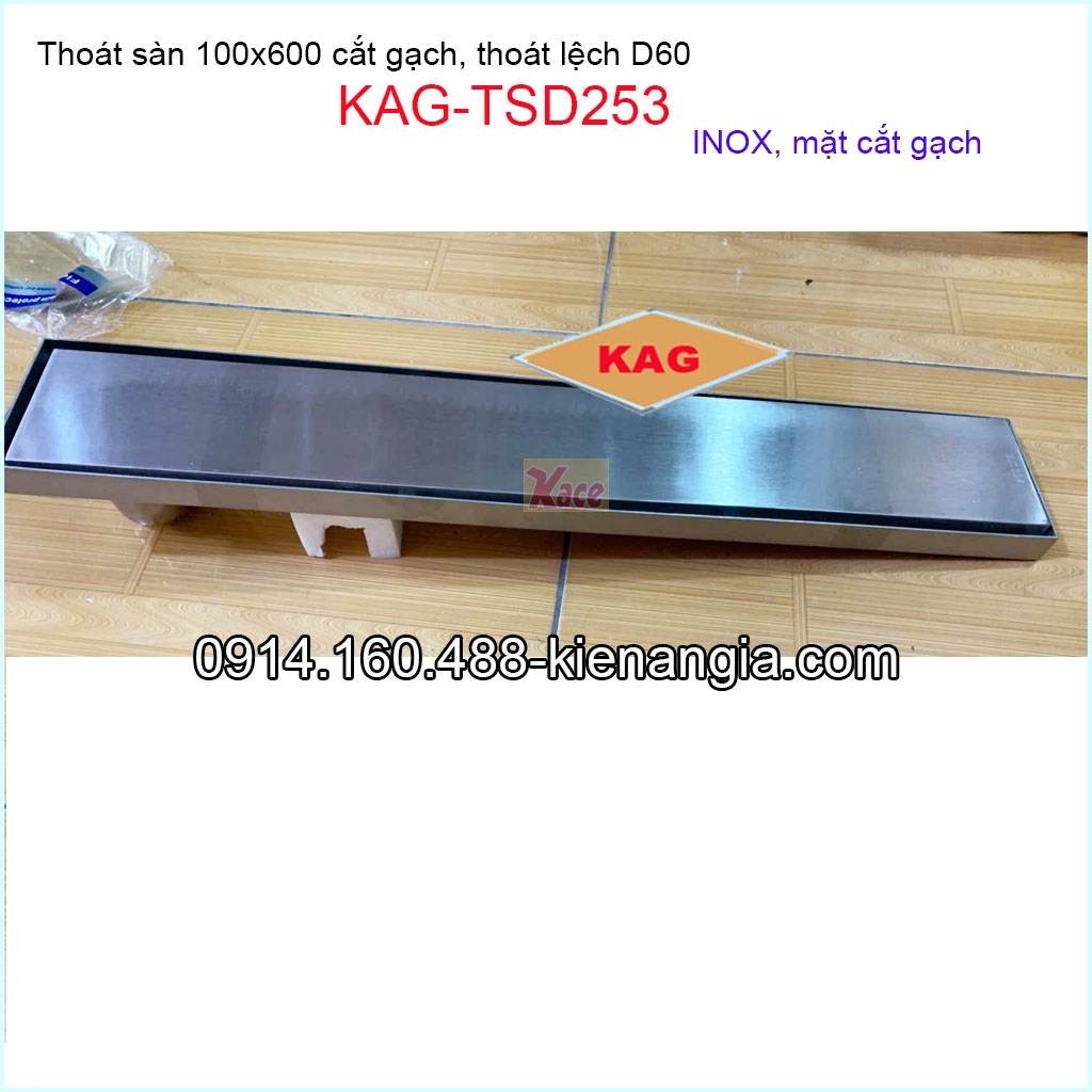 Thoát sàn dài mặt cắt gạch ống lệch 100x600xD60 KAG-TSD253