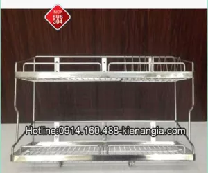 KỆ RÁO NƯỚC 2 TẦNG TRÊN CHẬU RỬA BẰNG INOX SUS304