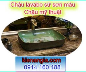 CHẬU LAVABO HÌNH CHỮ NHẬT BẰNG SỨ MỸ THUẬT 2019