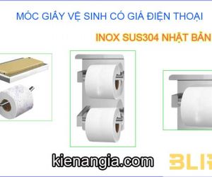 MÓC GIẤY VỆ SINH CÓ GIÁ ĐỂ ĐIỆN THOẠI BẰNG INOX NHẬT BẢN