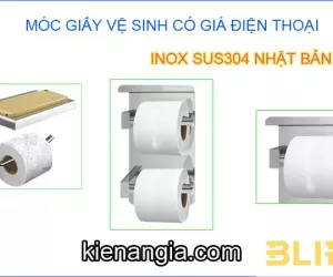 MÓC GIẤY VỆ SINH CÓ GIÁ ĐỂ ĐIỆN THOẠI BẰNG INOX NHẬT BẢN
