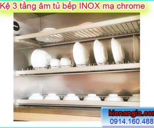 KHAY CHÉN ĐĨA 3 TẦNG BẰNG INOX MẠ CHORME ÂM TỦ BẾP