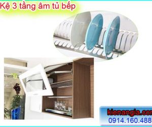 KỆ CHÉN DĨA 3 TẦNG CHỮ V EUROKITS ÂM TỦ BẾP TRÊN