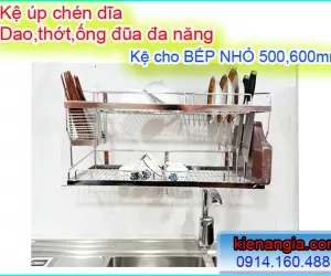 KỆ INOX 304 2 TẦNG ÚP CHÉN DĨA DAO THỚT 5 TẤC,6 TẤC