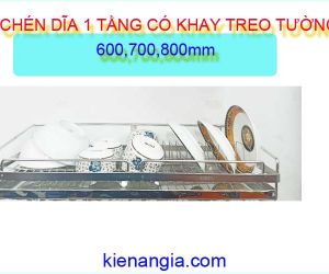 KỆ CHÉN DĨA 1 TẦNG CÓ KHAY TREO TƯỜNG INOX304 GIÁ RẺ