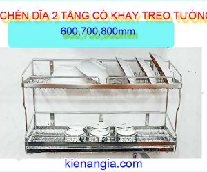 KỆ INOX 304 2 TẦNG ÚP CHÉN BÁT CÓ KHAY GIÁ RẺ