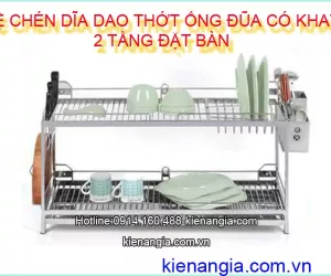 KỆ CHÉN DĨA DAO THỚT ỐNG ĐŨA CÓ KHAY ĐẶT BÀN