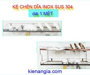 BẾP TO CÓ KỆ CHÉN DĨA INOX SUS304 TREO TƯỜNG DÀI 1 MÉT