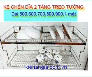KỆ CHÉN DĨA 2 TẦNG INOX304 TREO TỦ BẾP GIÁ RẺ