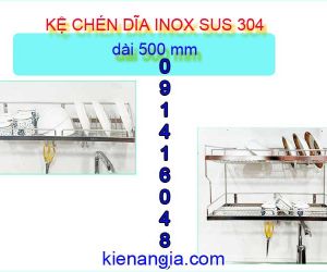 KỆ CHÉN DĨA TREO TƯỜNG TỦ BẾP NHỎ 5 TẤC INOX SUS304