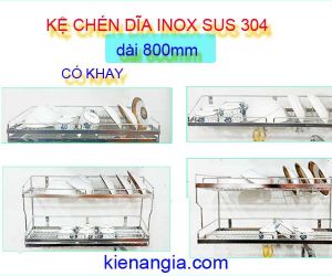 KỆ ÚP CHÉN DĨA INOX 304 TREO TƯỜNG TỦ BẾP 8 TẤC