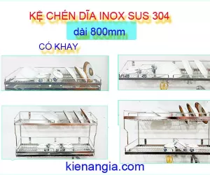KỆ ÚP CHÉN DĨA INOX 304 TREO TƯỜNG TỦ BẾP 8 TẤC