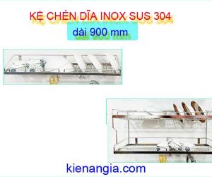 NHÀ TO CÓ KỆ CHÉN DĨA DÀI 9 TẤC BẰNG INOX 304 GIÁ RẺ