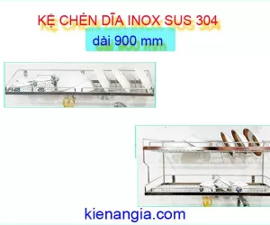 NHÀ TO CÓ KỆ CHÉN DĨA DÀI 9 TẤC BẰNG INOX 304 GIÁ RẺ