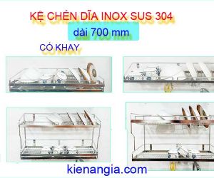 KỆ CHÉN DĨA INOX SUS304 TREO TƯỜNG,TỦ BẾP DÀI 700 CĂN HỘ