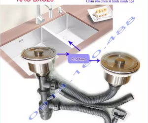 BỘ XẢ CHẬU RỬA CHÉN 2 HỘC TO INOX D140 KAG-BXC25