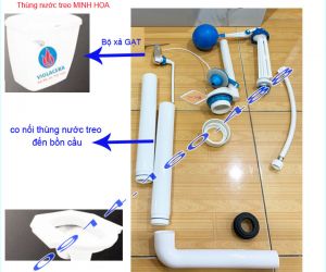 ​Bộ xả gạt và co ống nối thùng nước treo bồn cầu KAG-XBC03