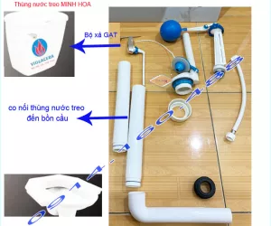 ​Bộ xả gạt và co ống nối thùng nước treo bồn cầu KAG-XBC03