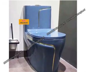 Bồn cầu 1 khối cao cấp màu xanh viền vàng KAG-BCKM42