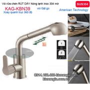 Vòi rửa chén nóng lạnh Rút dây inox sus304 KAG-KBN39