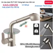 Vòi rửa chén nóng lạnh Rút dây inox sus304 KAG-KBN39