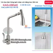 Vòi rửa chén nóng lạnh sus304  2 chế độ vòi inox sus304 KAG-KBN40