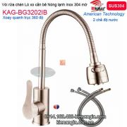 Vòi rửa chén lò xo nóng lạnh inox sus304 BIGGO KAG-BG3202IB