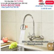 Vòi rửa chén âm tường nóng lạnh inox sus304 lò xo BIGGO KAG-BG3216IB
