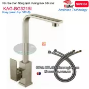 Vòi rửa chén Vuông ,vòi lavabo đặt bàn nóng lạnh inox sus304 BIGGO KAG-BG3215I