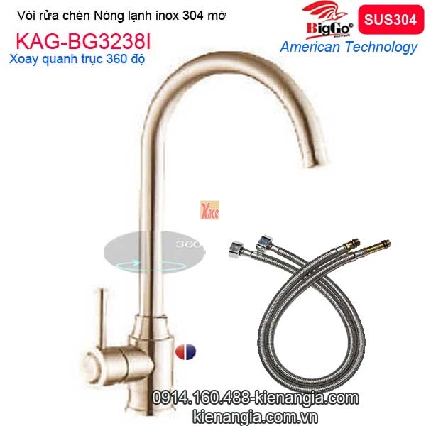 Vòi rửa chén nóng lạnh inox sus304 BIGGO KAG-BG3238I
