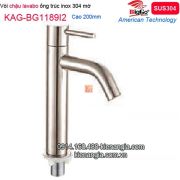 Vòi cao 20cm,vòi ống trúc lavabo âm bàn inox 304 BIGGO KAG-BG1189I2