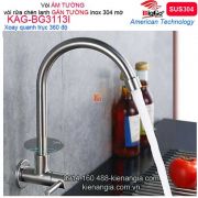 Vòi rửa chén lạnh gắn tường inox sus304 BIGGO KAG-BG3113I