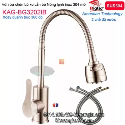 Vòi rửa chén nóng lạnh inox BIGGO KAG-BG3202IB