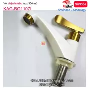 Vòi chậu lavavo inox 304 màu trắng vàng BIGGO KAG-BG1107I