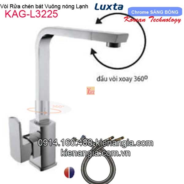 Vòi rửa chén Vuông nóng lạnh đầu xoay Korea Luxta KAG-L3225