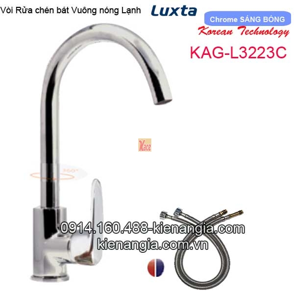 Vòi rửa chén bát nóng lạnh thân vuông Korea Luxta KAG-L3223C