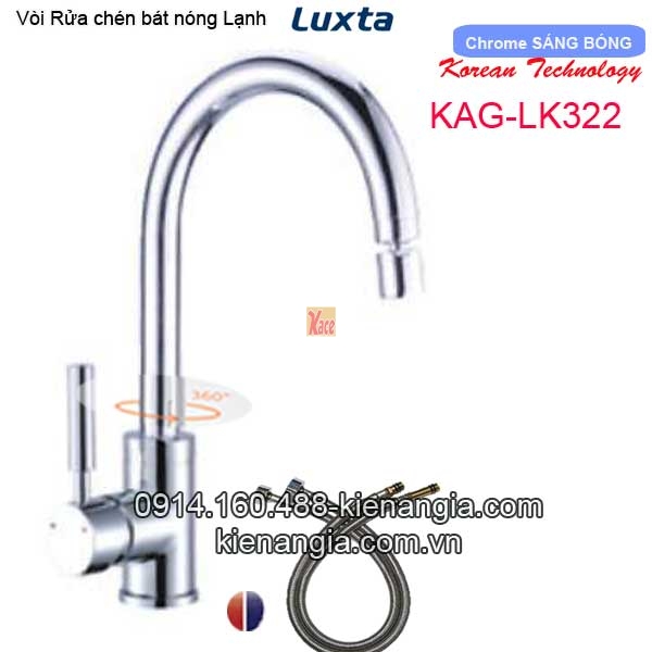 Vòi rửa chén bát nóng lạnh Korea Luxta KAG-LK322